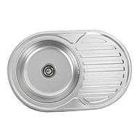Кухонна мийка з нержавіючої сталі Platinum 7750 (0,6/170 мм) декор, овальна мийка для кухні