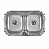 Кухонная мойка из нержавеющей стали двойная Platinum Декор 7848D (0,8/180 мм), врезная мойка для кухни