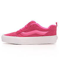 Женские кеды Vans KNU Skool Shoe Pink VN0009QCYU2 White Platform, розовые замшевые кроссовки ванс кну скул