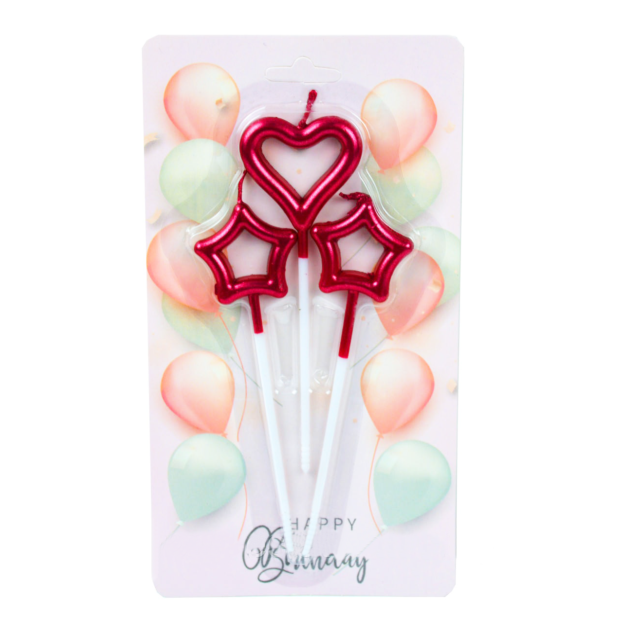 Свічки у торт Серце з зірками | Червоний