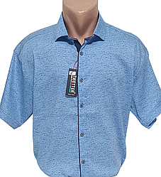 Батальна чоловіча теніска Twetter vk-0005 блакитна Туреччина, ошатна стильна чоловіча сорочка короткий рукав 6XL