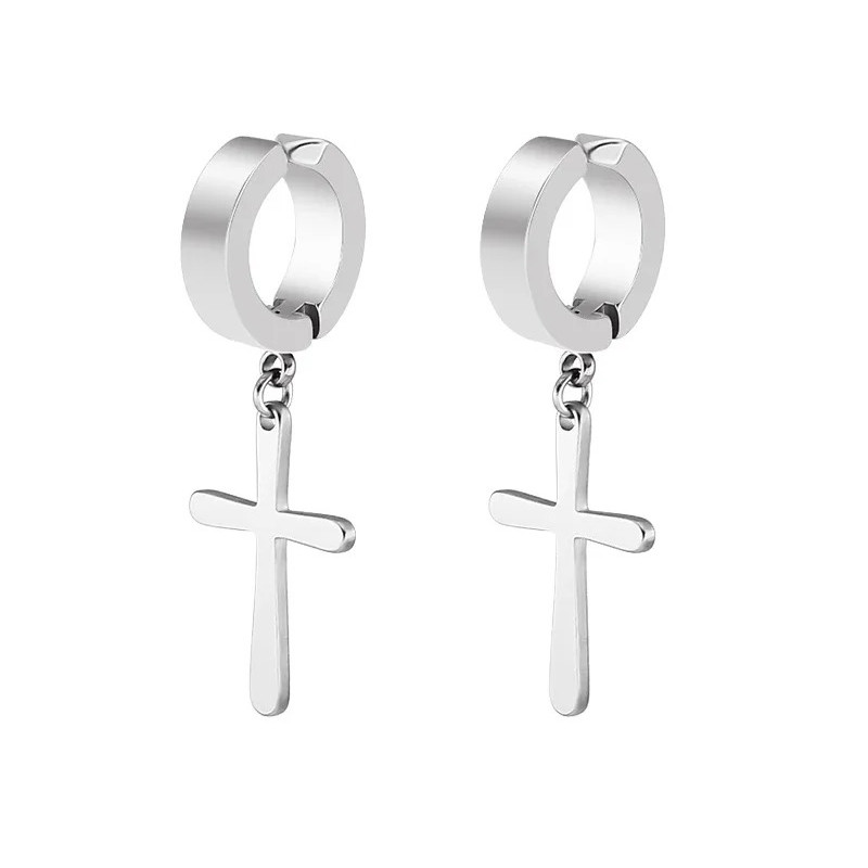 Біжутерія сережки-кліпси-кафи з медичної сталі Triangle EH071-01 Silver