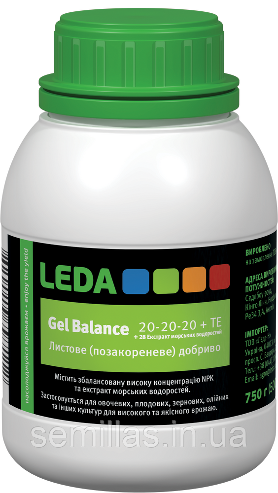 Добриво Balance (Баланс) 20-20-20+ТЕ+28 екстракт морських водоростей , 500 мл, Leda Gel