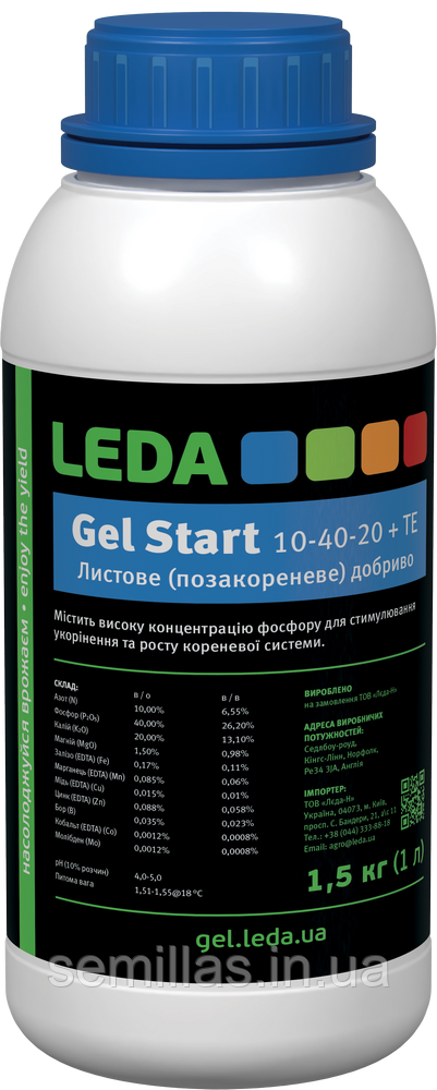 Добриво Start (Старт) 10-40-20 +ТЕ, 1 л, Leda Gel