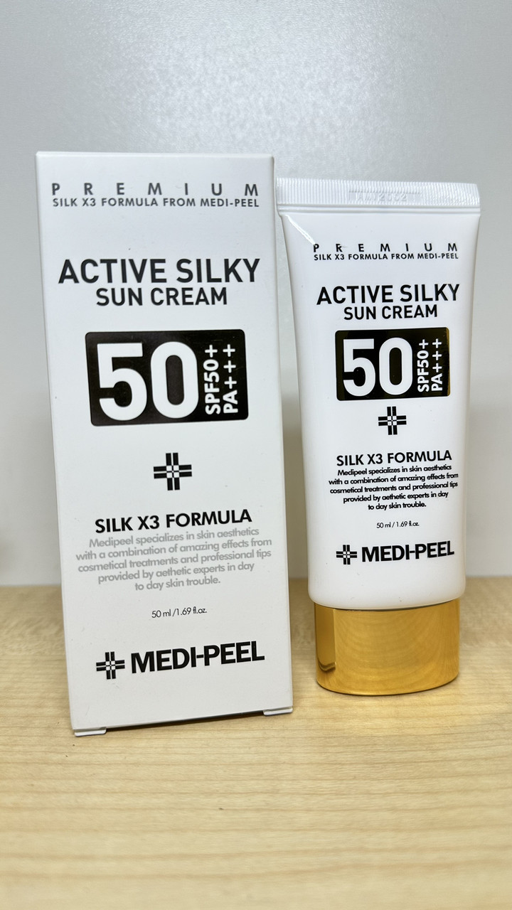 Сонцезахисний крем для обличчя з пептидним комплексом Medi Peel Active Silky Sun Cream SPF50+ /PA+++