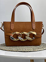 Замшева жіноча сумка на плече ділова сумочка італійського бренду Borse in Pelle.