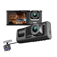Видеорегистратор автомобильный USB ночной режим 3 камеры микрофон экран microSD G cенсор APPIX С1