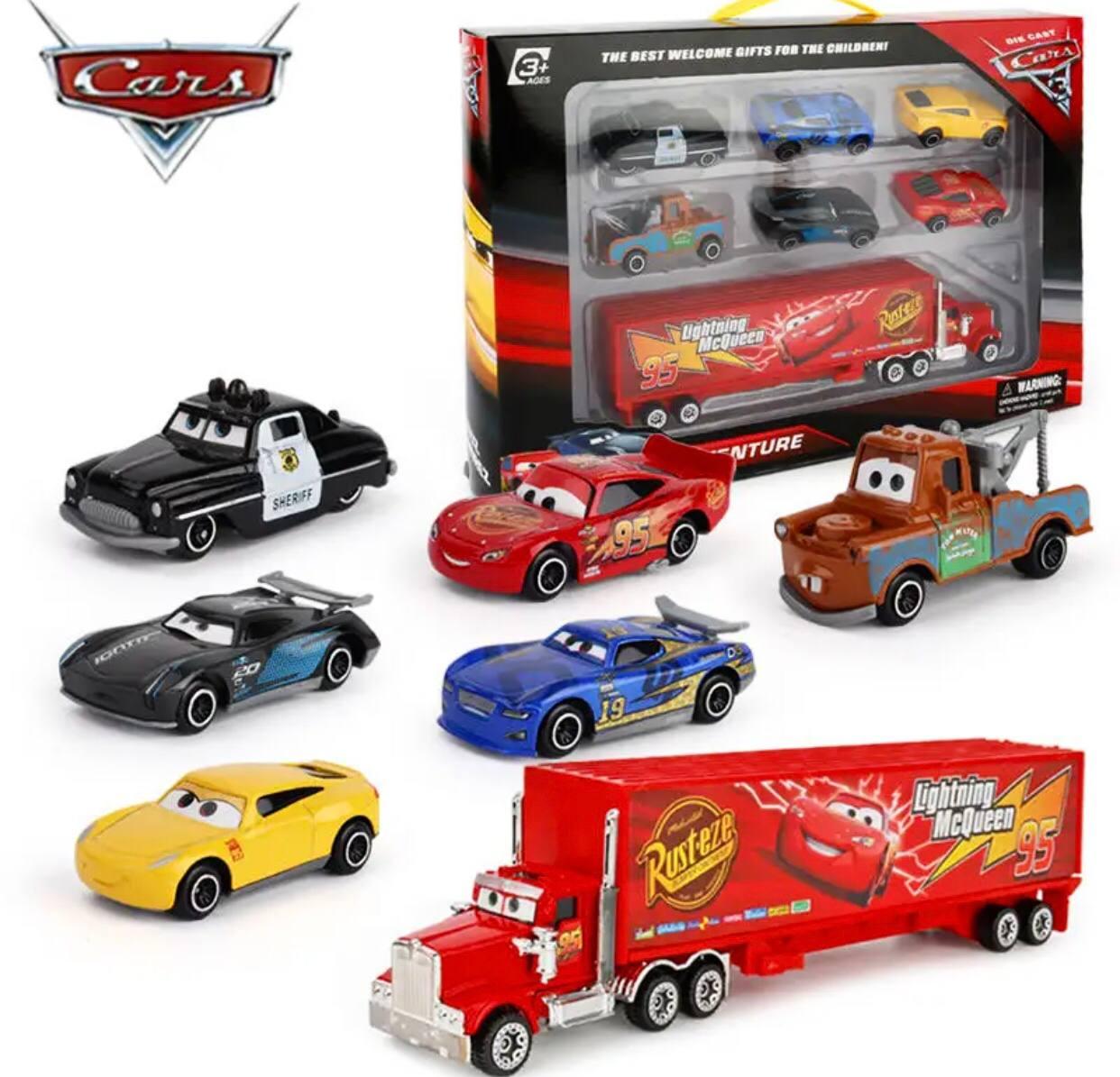 Машинки з мультсеріалу Маквін 7 штук з пластика для дітей, набір молнія маквін дитячий 3+ іграшкові