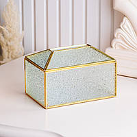 Салфетница золотая Кристаллы стекло и метал 19×8×12 см (Салфетницы)
