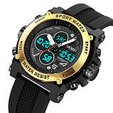 Чоловічий спортивний водонепроникний (50м) годинник Skmei 2065BKGD Black-Gold, фото 2