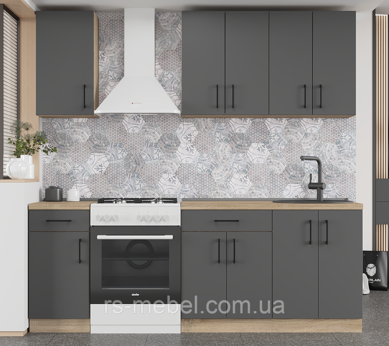 Кухня К-4 (2,2 м/пог.) графіт (Еверест), фото 1