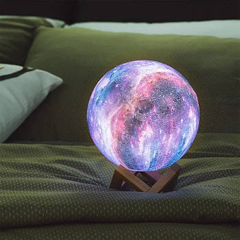 Нічник Луна Кольорова Лампа Світильник дитячий 3D Moon Color Lamp 14,5 см з акумулятором