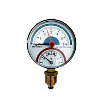 Термоманометр манометр + термометр Aquavita 1 2 диаметр 80 мм, 1-6 бар, 120 °C нижнее подключ BS, код: 8211229