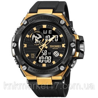 Чоловічий кварцовий цифровий годинник Skmei 2119BKGD Black - Gold, фото 1