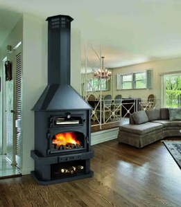 Камін пристінний зі сталі та чавуну для опалення і приготування їжі Bronpi EBRO з духовкою