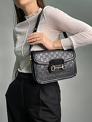 Жіноча сумка Гуччі чорна Gucci Horsebit 1955 Large Bag Total Black