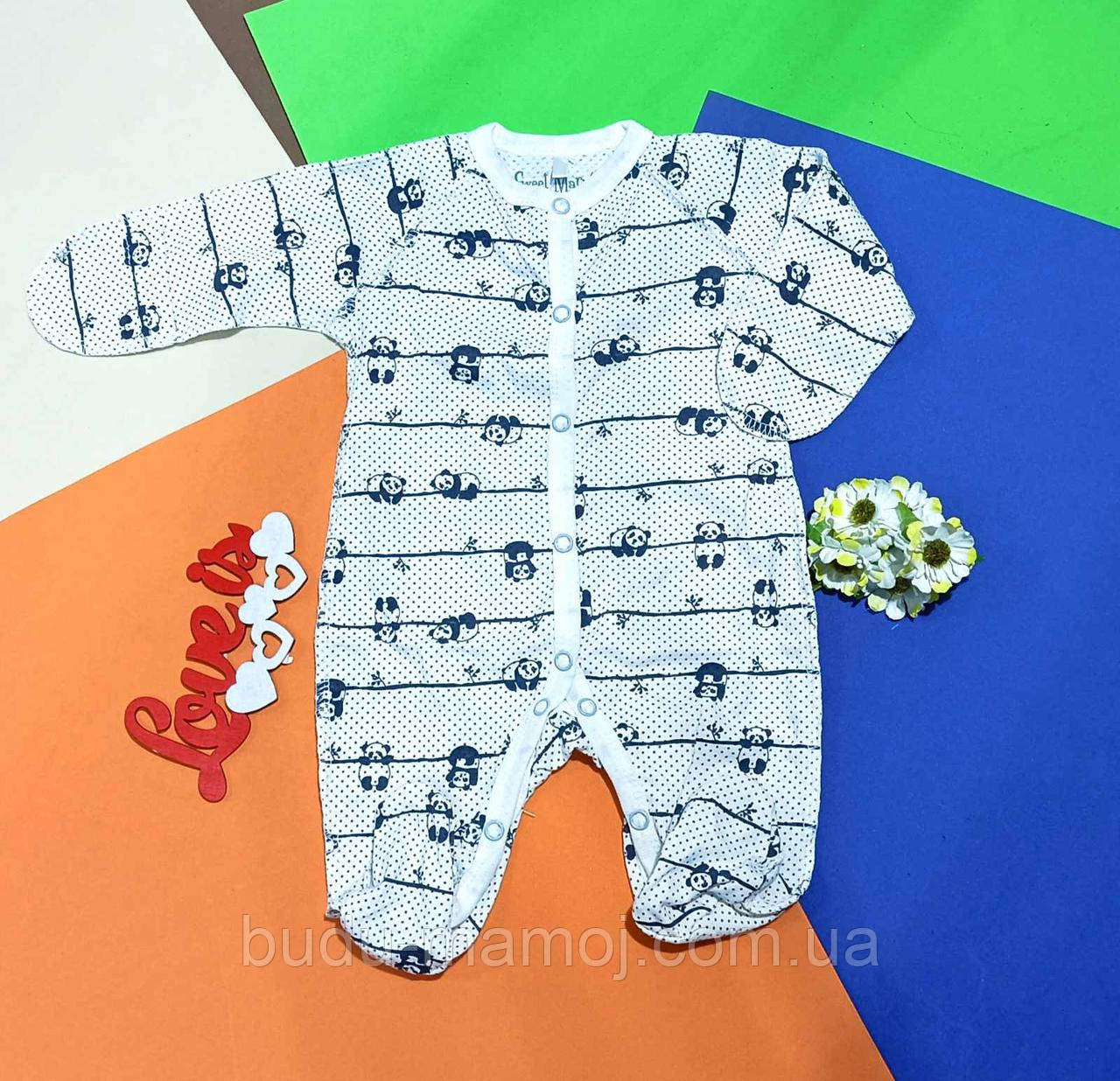 Чоловічок Панди для новонароджених у пологовий будинок 56 розмір, фото 1