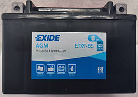 Акумулятор EXIDE AGM  ETX 9-BS 12V-8 Aч лівий плюс