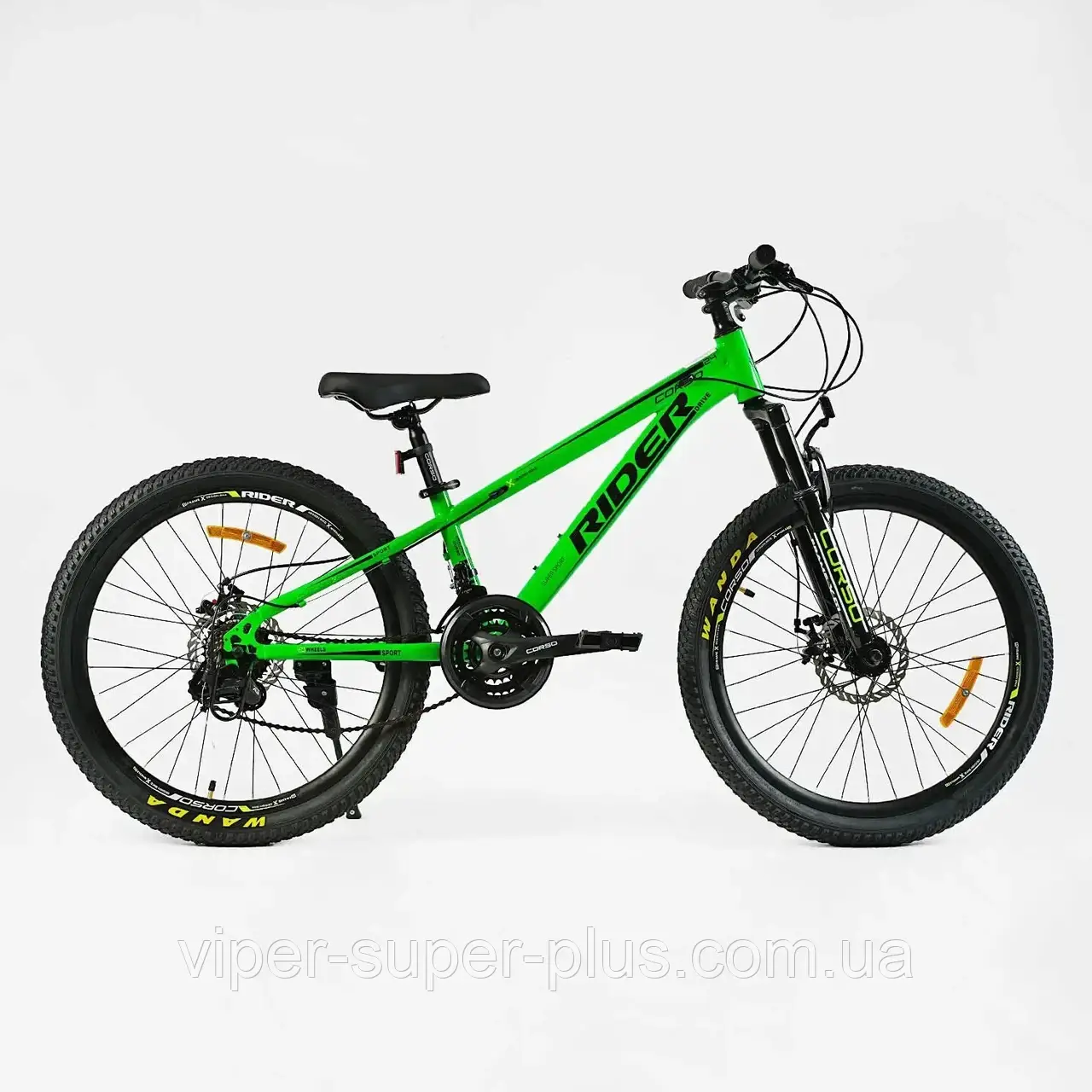 ✅ Велосипед Corso Rider 24" дюйми RD-24712 рама сталева 11’’, обладнання LTWOO 21 швидкість, зелений, фото 1