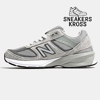 Мужские кроссовки New Balance 990 V5 Grey White, Повседневные кроссовки Нью Беленс 990 серые