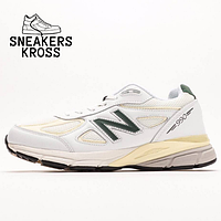 Женские кроссовки New Balance 990 White Green, Повседневные кроссовки Нью Беленс 990 белые