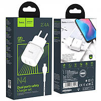 Сетевое зарядное устройство Hoco N4 Aspiring 2USB 2.4A micro-USB Белый sh