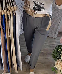 Жіночі однотонні брюки з ремінцем великого розміру від італійського виробника