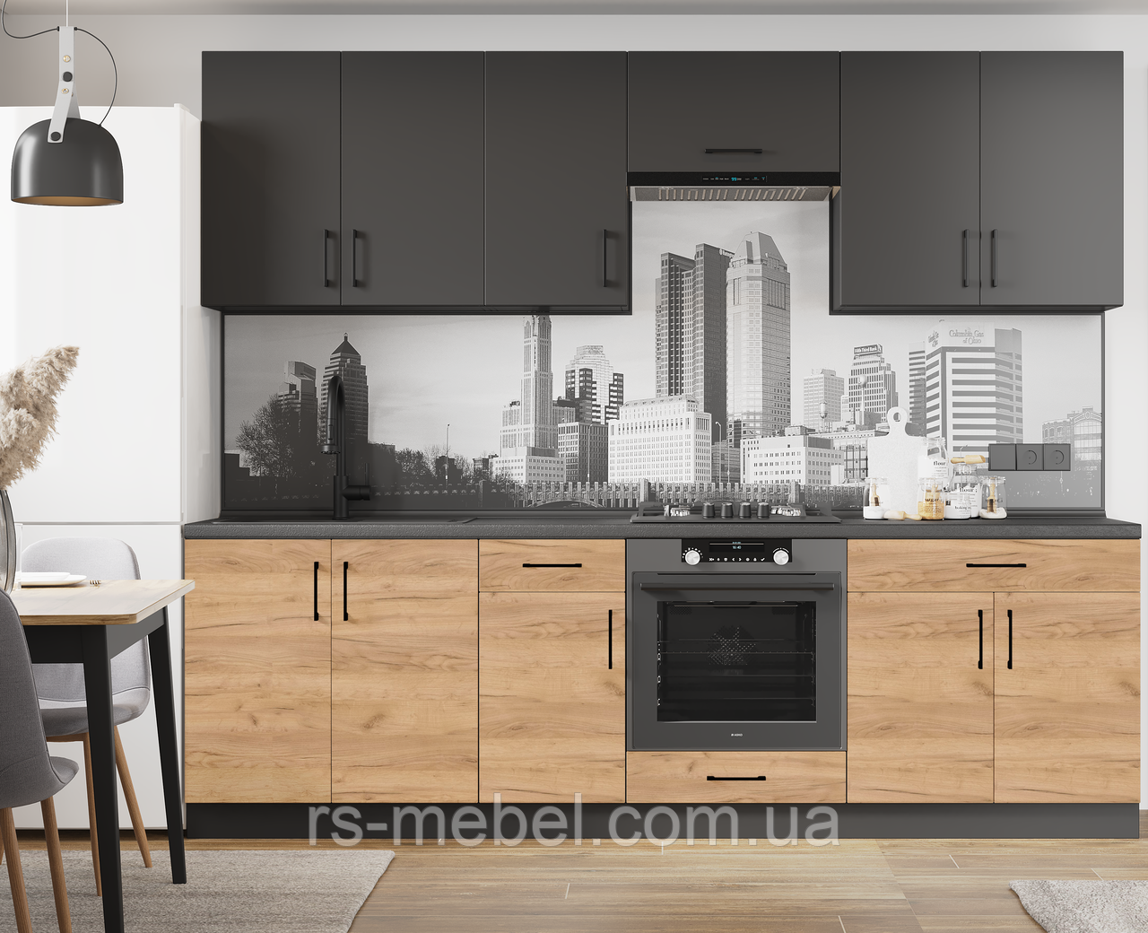 Кухня К-6 (2,6 м/пог.) антрацит / крафт золотий (Еверест), фото 1