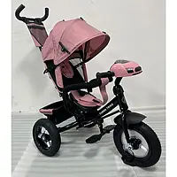 Велосипед трехколесный детский с родительской ручкой Turbo Trike MT 1006-6 (надувные колеса, розовый)