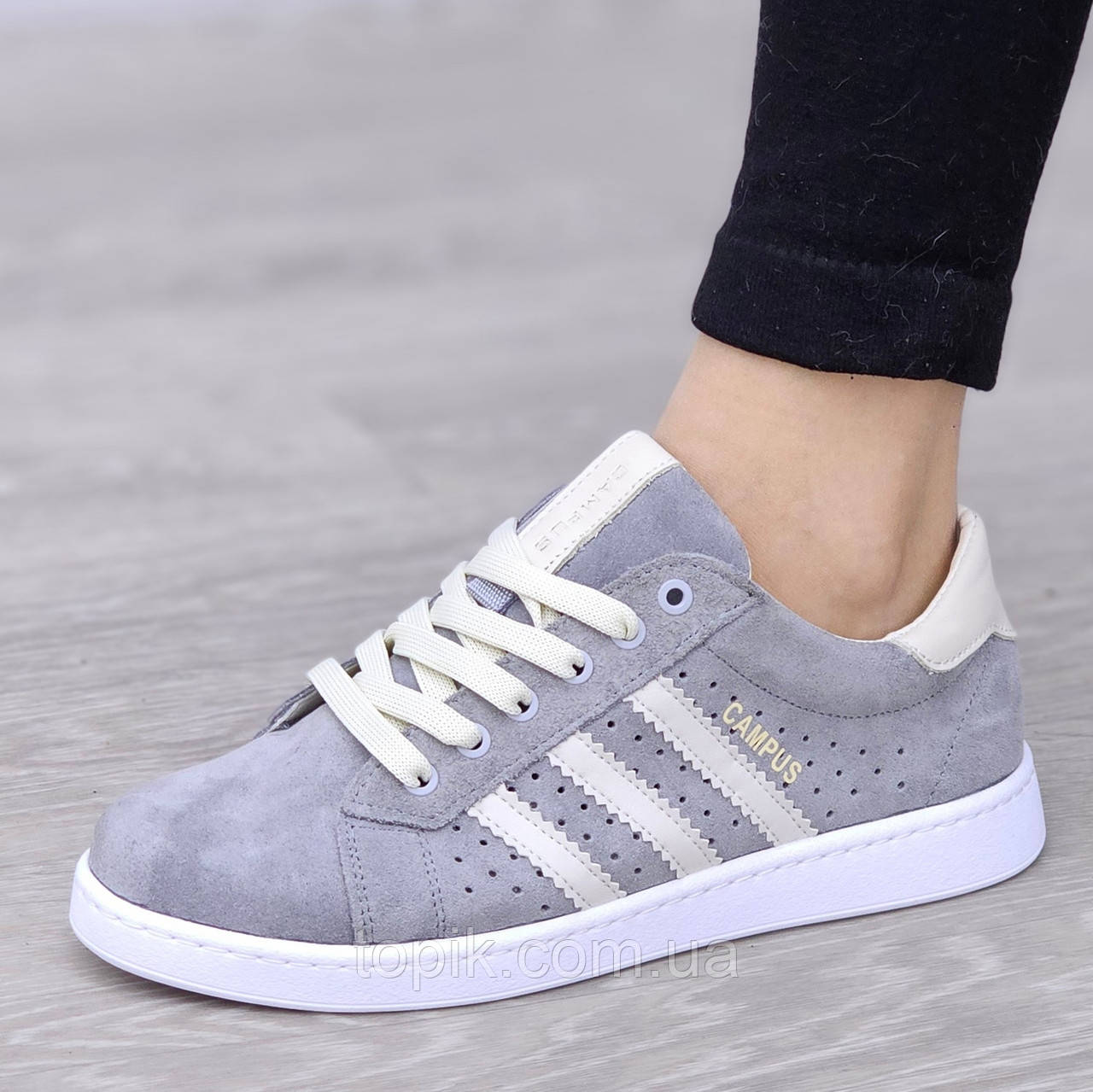 Кросівки жіночі замшеві сірі весна літо легкі модні Кроссовки женские замшевые серые весна лето легкие модные (Код: 3393), фото 1