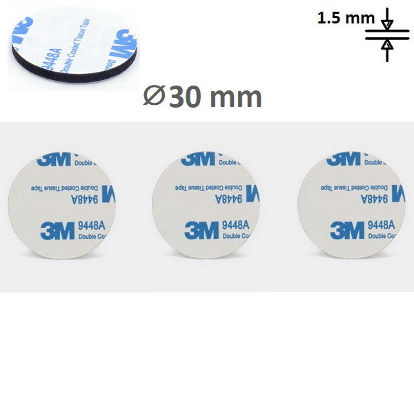 3М VHB двосторонній скотч липучки Strong Black Круг 30 мм (3 шт.)