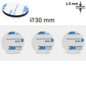 3М VHB двосторонній скотч липучки Strong Black Круг 30 мм (3 шт.), фото 1