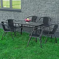 Набор садовой мебели 4Points Siena-6 прямоугольный стол и 6 стульев (черный)