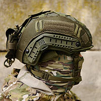 Тактический шлем + кавер с противовесом олива, военная каска, бронешлем Fast Helmet NIJ IIIA Team Wendy