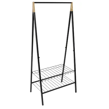 Пілогова стійка для одягу з полицями Casa Si Garment Rack (Bamboo Black), фото 2