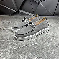 Чоловічі Лофери Натуральна Замша кеди сірі