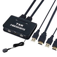 KVM-свич 2-портовый, переключатель USB, 2xHDMI, пульт ДУ, 4K 60Гц se