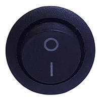 Перемикач клавішний BLACK круглий ON-OFF 3pin 6.5A 250VAC
