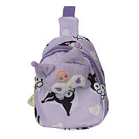 Детская сумка TD-34 Kuromi с аниме через плечо на одно отделение с ремешком Purple sh