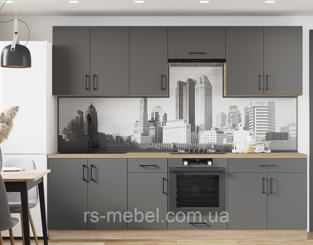 Кухня К-6 (2,6 м/пог.) графіт (Еверест), фото 1