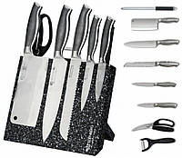 Набор кухонных ножей на магнитной подставке с ножницами, овощечисткой и точилом Edenberg EB-3614 sh