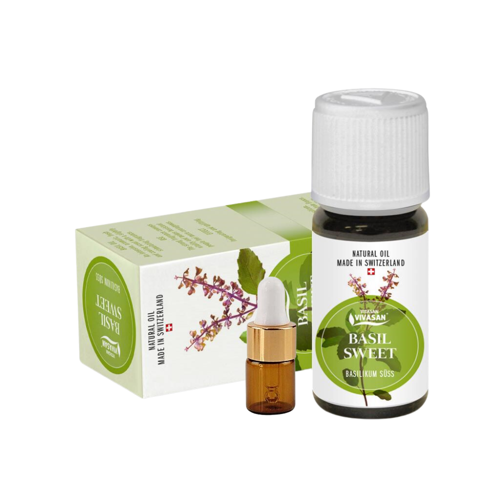 Натуральна ефірна олія Базилік французький 2мл пробник Вівасан Швейцарія Vivasan Basil Sweet oil Swiss