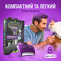 Фурмінатор для котів з короткою шерстю FURminator розмір M (до 5см), з кнопкою самоочищення, фото 8