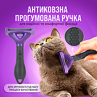 Фурмінатор для котів з короткою шерстю FURminator розмір M (до 5см), з кнопкою самоочищення, фото 6