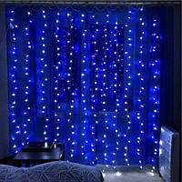 Гирлянда на окно или стену Водопад 200см*200см, 240 LED-диодов, прозрачный провод Синий свет sh