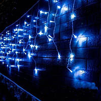 Гирлянда светодиодная Бахрома 3.3м*0.3,0.5,0.7м, 200 LED с переходником 200В Синий свет прозрачный провод sh
