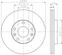 Ø 280mm Диск тормозной перед. Dacia Duster/Renault Megane III/Scenic III 1.4-2.0 08- (280X24) 8DD 355 116-151