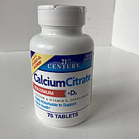 21 century Calcium Citrate D3, Кальцій цитрат з вітаміном D3, 75 таблеток