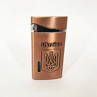 VIV Турбо зажигалка, карманная зажигалка "Ukraine" 325, зажигалка с турбонаддувом необычная. Цвет: бронзовый