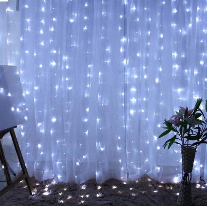 Світлодіодна гірлянда штора на прозорому дроті 2 м x 2 м 200 led white (4-4)